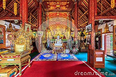 Interior of Wat Phra Sing temple in Chiang Rai, Thailand Stock Photo