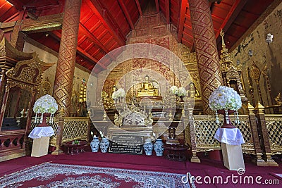 Interior of Wat Phra Singh, Chiang Mai, Thailand Stock Photo