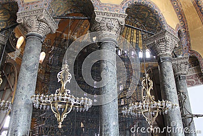Hagia Sophia Mosque Interior, architecture details in Istanbul, Turkey Country Editorial Stock Photo