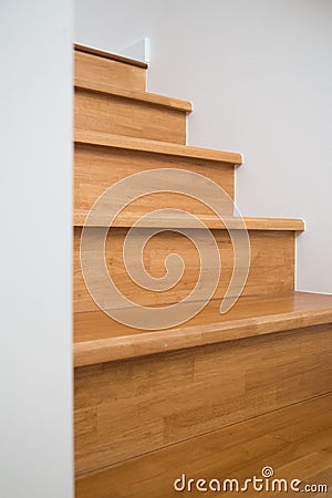 Interior - wood stairs side view Stock Photo