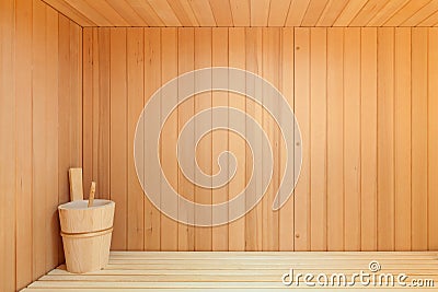 Interior of a wooden sauna Stock Photo