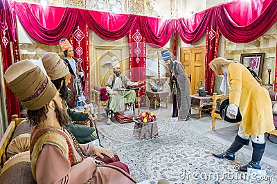 Interiors of the Arg of Karim Khan, statue of the King meeting foreigners, built as part of a complex during the Zand dynasty by Editorial Stock Photo