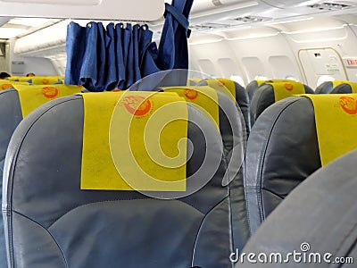 Interiors of Bhutan airlines flight Editorial Stock Photo