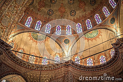 Interiors of the Blue Mosque in Istanbul, Turkey Editorial Stock Photo