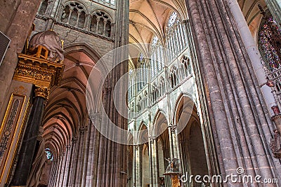 Interiors of Cathedral of Amiens, france Editorial Stock Photo