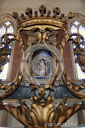 Interiors of catholic church Tempio Malatestiano in Rimini Editorial Stock Photo