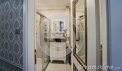 Interiors design inside the luxury hotel bathroom Stock Photo