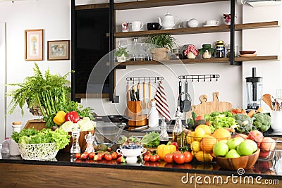 Interiors design of kitchen Stock Photo