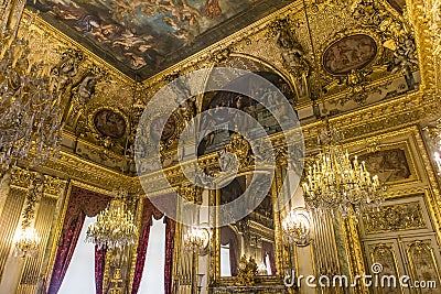 Interiors details ofThe Louvre museum, Paris, France Editorial Stock Photo