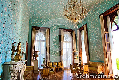 Interiors of halls in Vorontsov Palace in Alupka, Crimea. Editorial Stock Photo