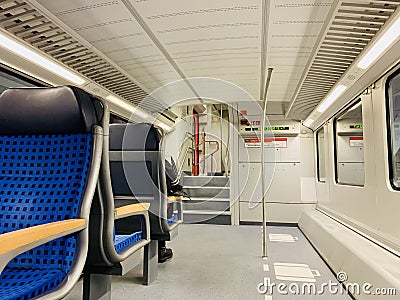 Interiors of a modern airport shuttle train in Berlin Editorial Stock Photo