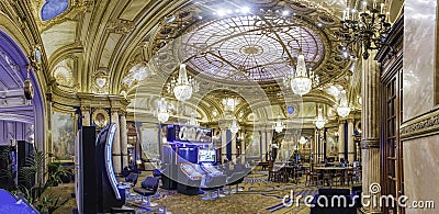 Interiors of Monte Carlo Casino, gambling and entertainment complex, Monaco Editorial Stock Photo