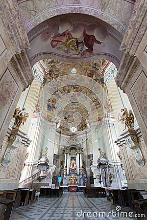 Interiors of Pilgrimage Church in Krtiny village Editorial Stock Photo