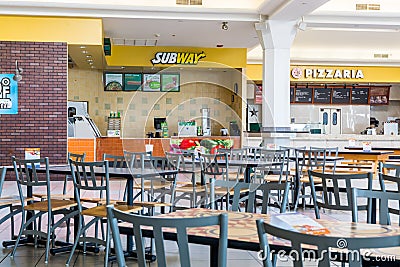 Interiors of a restaurant a shopping mall in Dallas Fort Worth, Taxas, USA Editorial Stock Photo