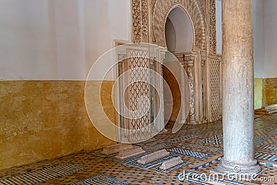 Interiors of Saadian tombs in the city of Marrakech, Morocco Stock Photo