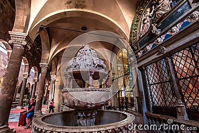 Interiors San Frediano basilica, Lucca, Italy Editorial Stock Photo