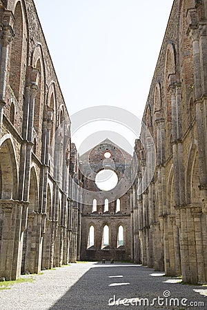 Interiors of san galgano abbey, Chiusdino, tuscany. Stock Photo