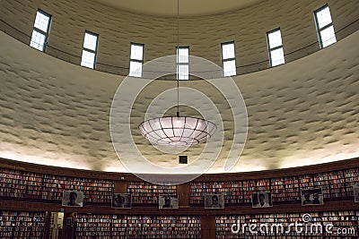 Interiour of large, circular library. Editorial Stock Photo