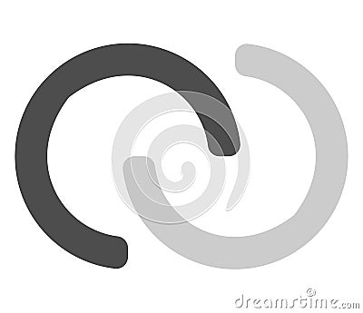 Interlace, interconnected, intersecting circles, rings abstract symbolic shape, icon Vector Illustration