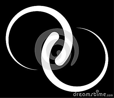 Interlace, interconnected, intersecting circles, rings abstract symbolic shape, icon Vector Illustration