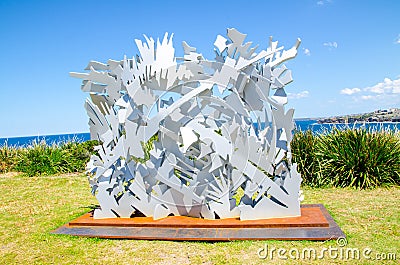 ` Interlace ` is a sculptural artwork by Albert Paley at the Sculpture by the Sea annual events free to the public sculpture. Editorial Stock Photo