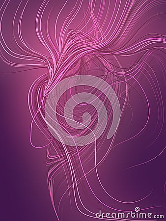 Interlacing abstract pink curves. 3D rendering Stock Photo