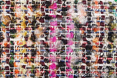 Interlacing of color threads in boucle fabric Stock Photo