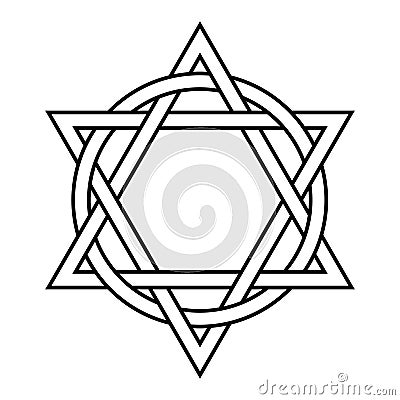 Two triangles interlaced with a circle, an emblem for eternity and Trinity Vector Illustration