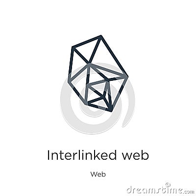 Interlinked web icon. Thin linear interlinked web outline icon isolated on white background from web collection. Line vector sign Vector Illustration