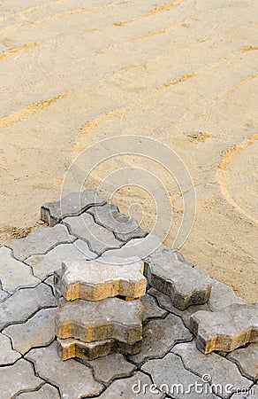 Interlock block and brick Stock Photo