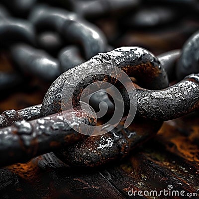 Interlocked rusty chains visually express strength and unity in teamwork Stock Photo