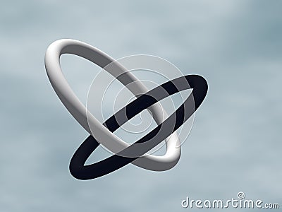 Interlocking rings in sky Cartoon Illustration