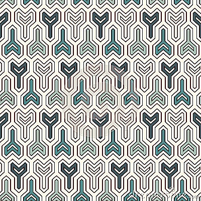 Interlocking three pronged blocks background. Winder keys motif. Ethnic seamless surface pattern with geometric figures. Vector Illustration