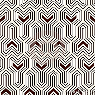 Interlocking three pronged blocks background. Winder keys motif. Ethnic seamless surface pattern with geometric figures. Vector Illustration