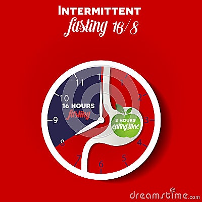 Intermittent fasting clock Vector Illustration