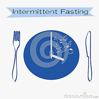 Intermittent fasting concept with lettering Vector Illustration