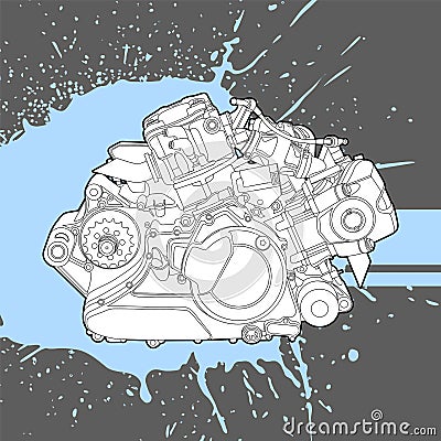 Internal combustion engine from the machine Vector Illustration