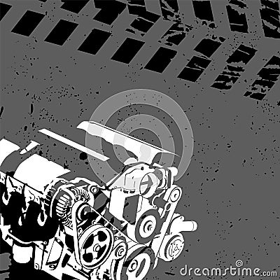 Internal combustion engine from the machine Vector Illustration