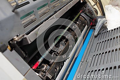 Internal components of an ald offset printing machine Stock Photo