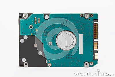 Internal Computer Hard drive from a laptop on White blackground Stock Photo