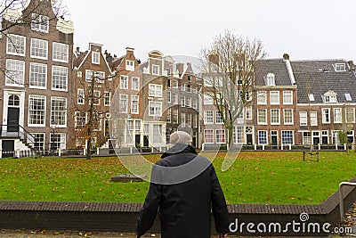 The internal courtyard of Begijnhof in Amsterdam Editorial Stock Photo