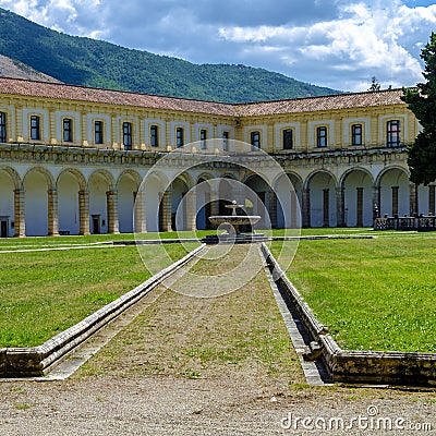 Internal courtyard Certosa di San Lorenzo at Padula Editorial Stock Photo