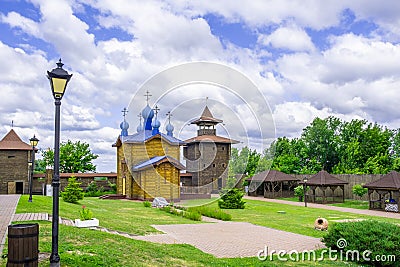 Internal courtyard of Mazyr Castle. Stock Photo