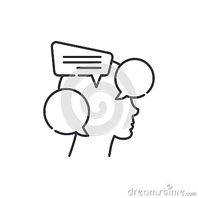 Internal dialogue line icon concept. Internal dialogue vector linear illustration, symbol, sign Vector Illustration