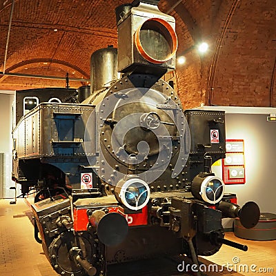 Museum of Russian Railways. Modern and vintage locomotives, Steam trains, wagons. Saint-Petersburg Editorial Stock Photo