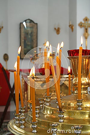 Internal furniture and candlestick of an orthodox temple 4 Stock Photo