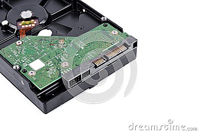 Internal harddisk drive is the data storage for the digital data computer close up on white background harddisk technology isol Stock Photo
