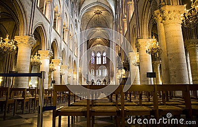 Internal interior Notre Dame de Paris Editorial Stock Photo