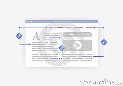 Internal Links - SEO strategy concept. Link Building with Keyword-Rich Anchor Text for Website Search Engine Vector Illustration