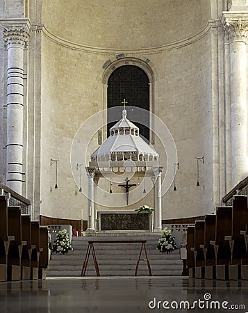 internal naves of the St Sabino Cathedral. Bari Stock Photo